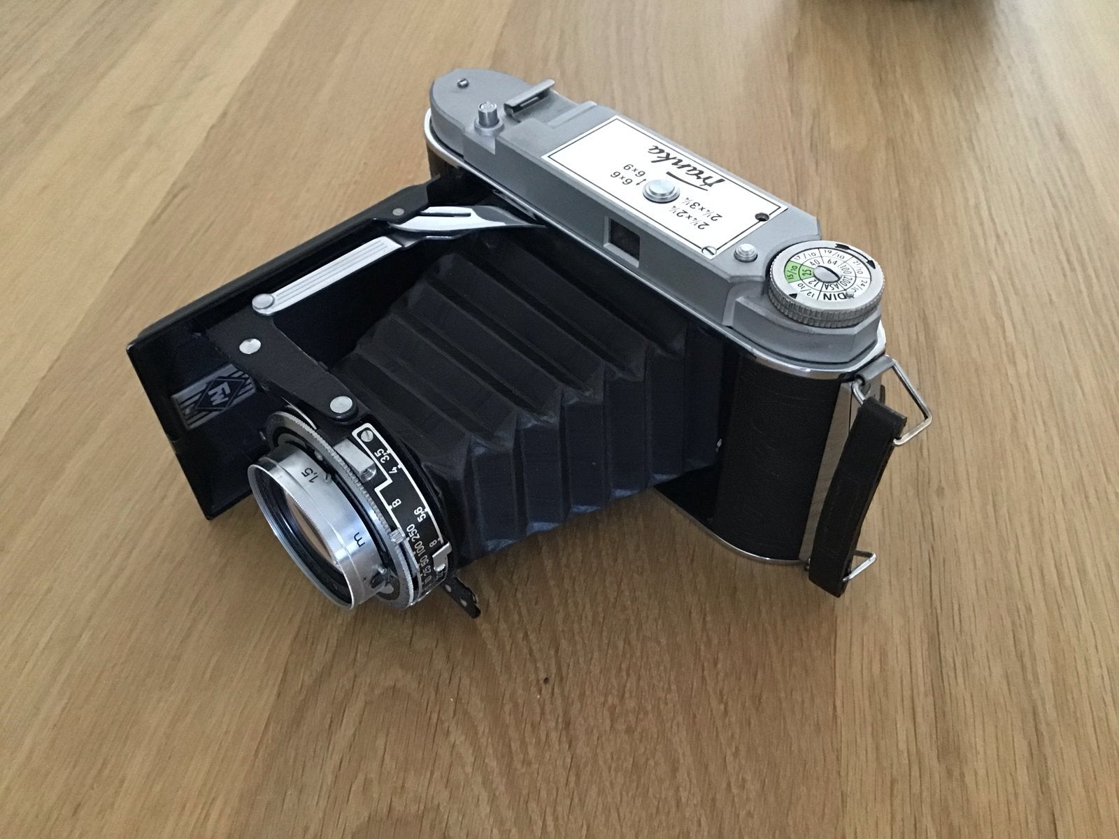 Vintage Franka Solida II opvouwbare camera Rodenstock Trinar, Audio, Tv en Foto, Fotocamera's Analoog, Ophalen of Verzenden, Gebruikt