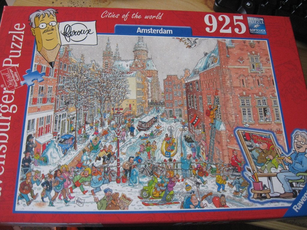 Cities of the world AMSTERDAM (winter) 925 stukjes, Ophalen of Verzenden, 500 t/m 1500 stukjes, Gebruikt, Legpuzzel