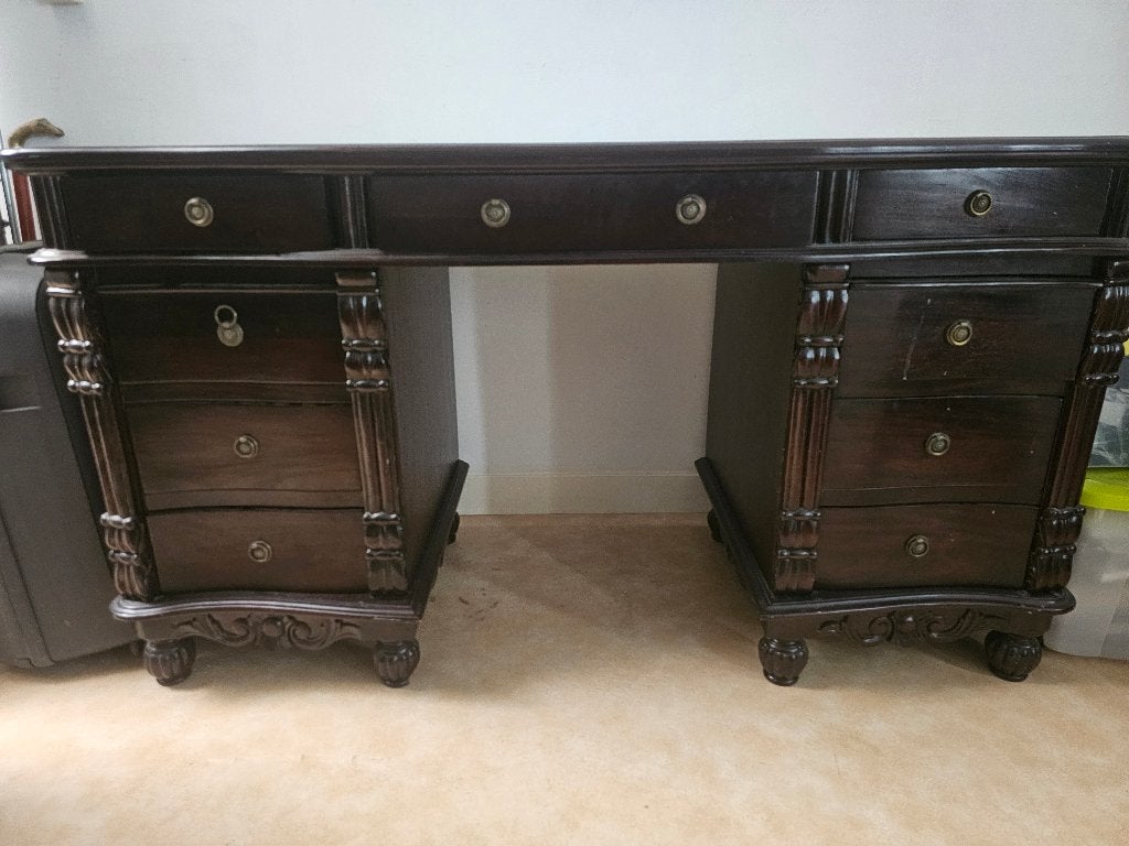 Houten bureau, Huis en Inrichting, Bureaus, Ophalen of Verzenden, Gebruikt, Bureau-kast combinatie