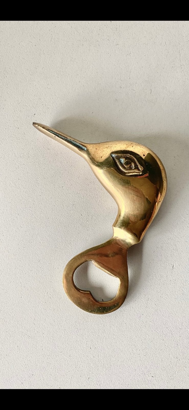 * prachtige VINTAGE MESSING FLESOPENER ‘VOGEL’, Ophalen of Verzenden