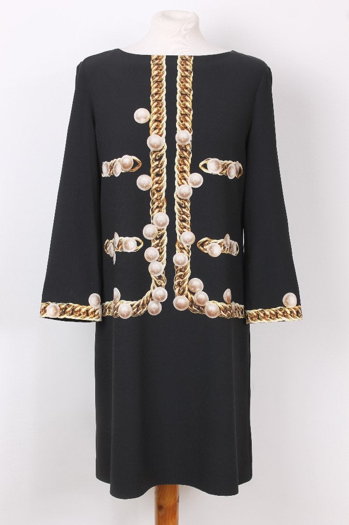 Jurk met parels van MOSCHINO maat M, Kleding | Dames, Maat 38/40 (M), Zwart, Zo goed als nieuw, Boven de knie
