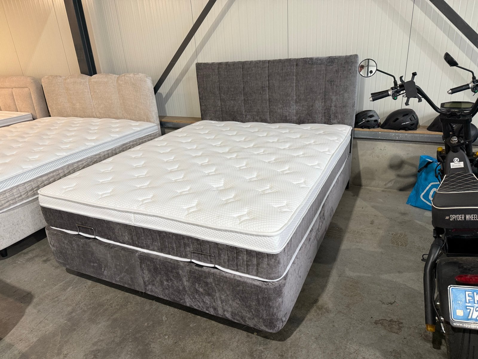 Boxspring 160x200 Antraciet met opbergruimte en luxe matras, Ophalen of Verzenden, 200 cm, 160 cm, Nieuw