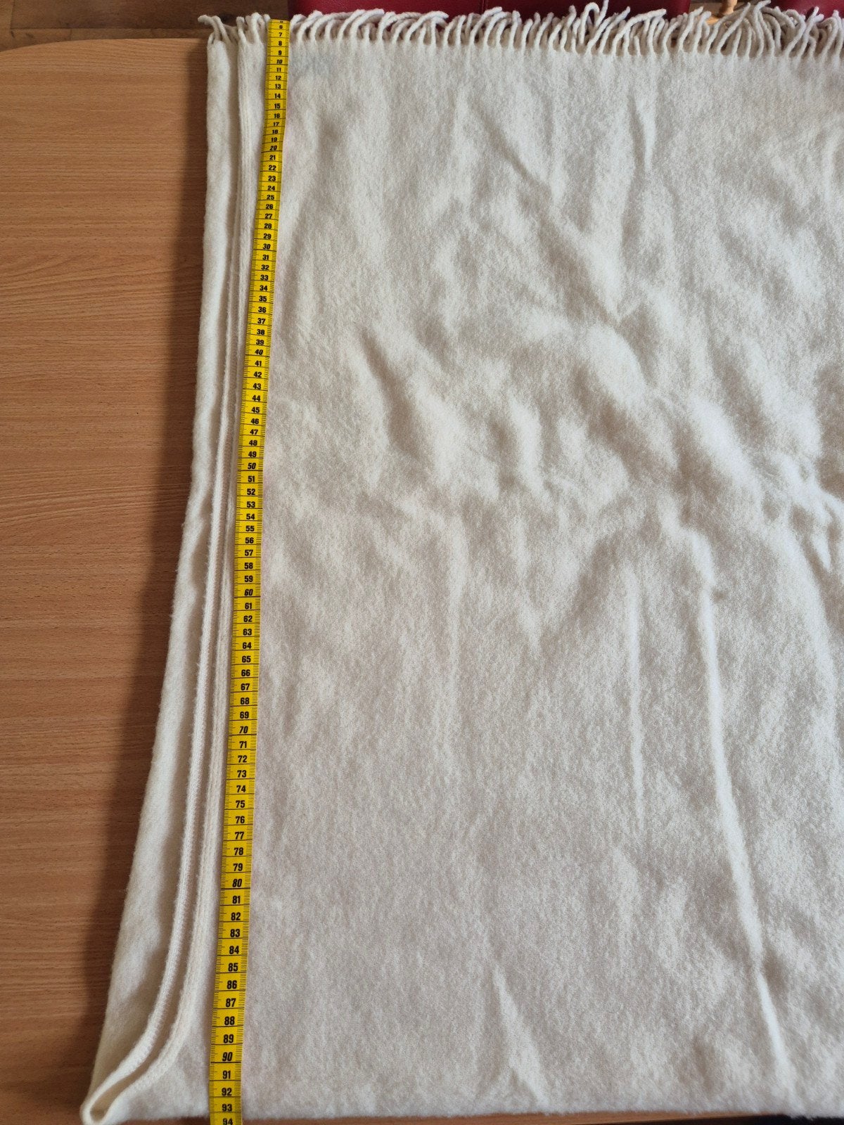 Grote gebroken wit wollen omslagdoek met rugpand, Ophalen of Verzenden, Wit