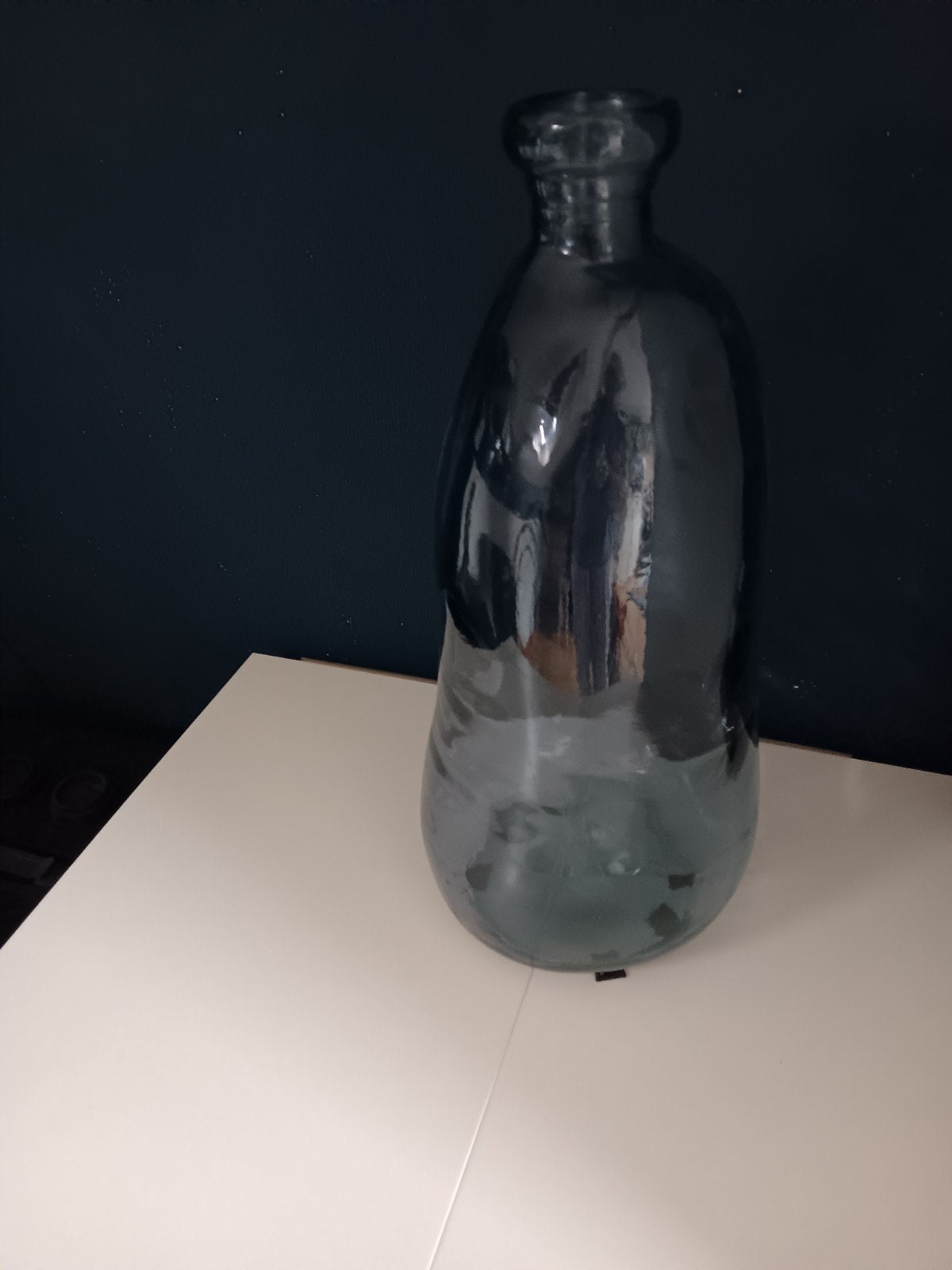Petrol blauwe grote glazen vaas hoogte 50cm, Huis en Inrichting, Ophalen, Blauw
