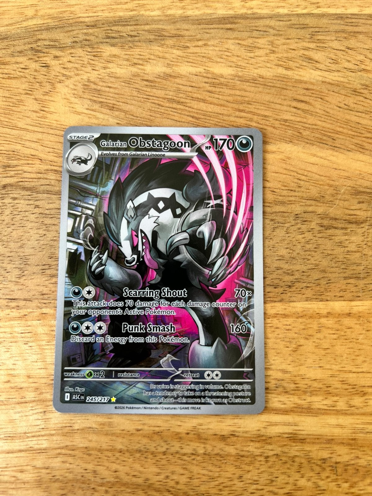 Galarian Obstagoon (ASC 245) Ascended Heroes, Hobby en Vrije tijd, Ophalen of Verzenden, Zo goed als nieuw