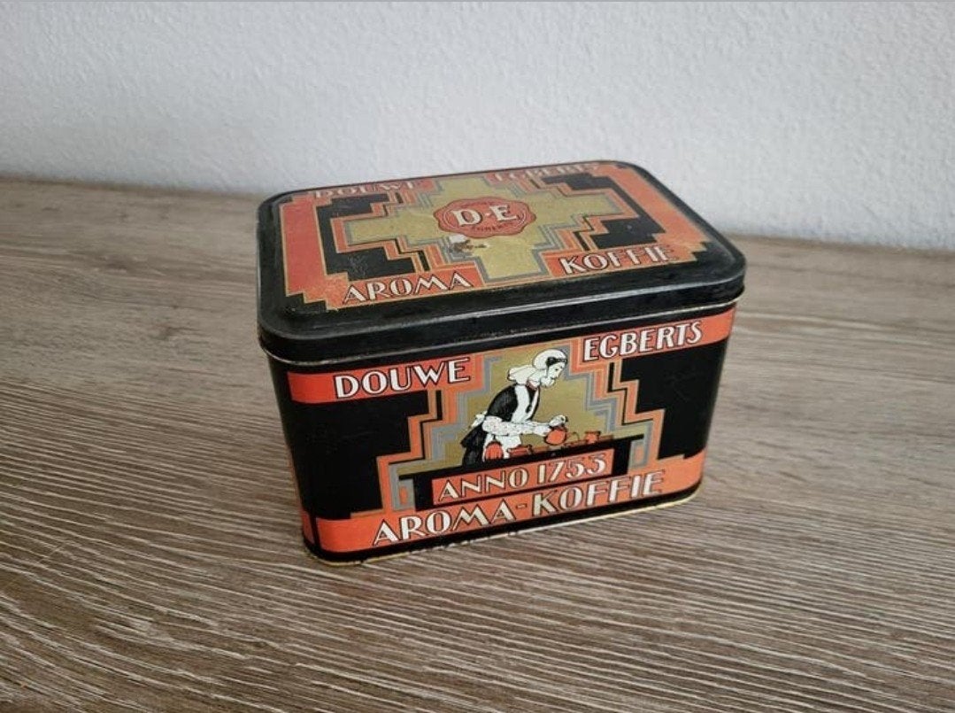 Vintage koffieblik van Douwe Egberts – Anno 1753, Verzamelen, Blikken, Ophalen of Verzenden, Gebruikt, Koffie, Douwe Egberts