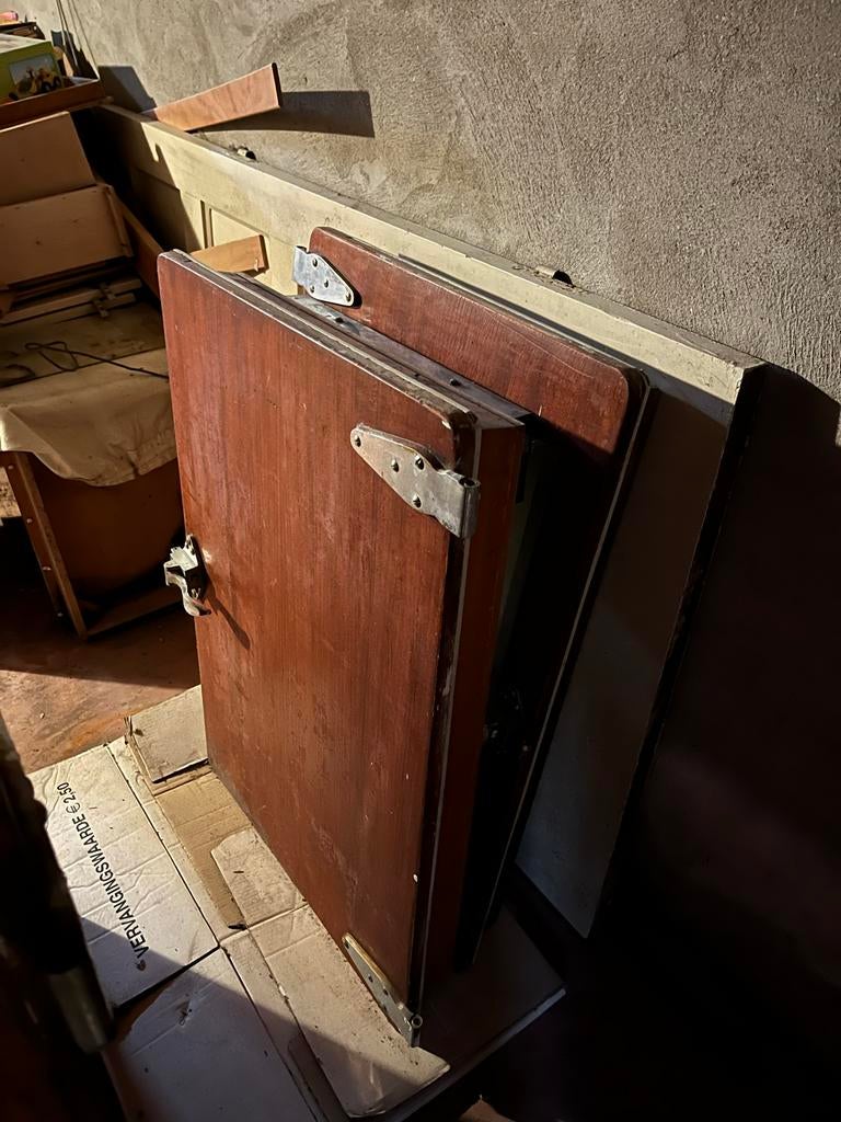 Drie antieke koelcel deuren (1 grote, 2 kleine), Doe-het-zelf en Verbouw, Deuren en Horren, Ophalen, Gebruikt, Minder dan 80 cm