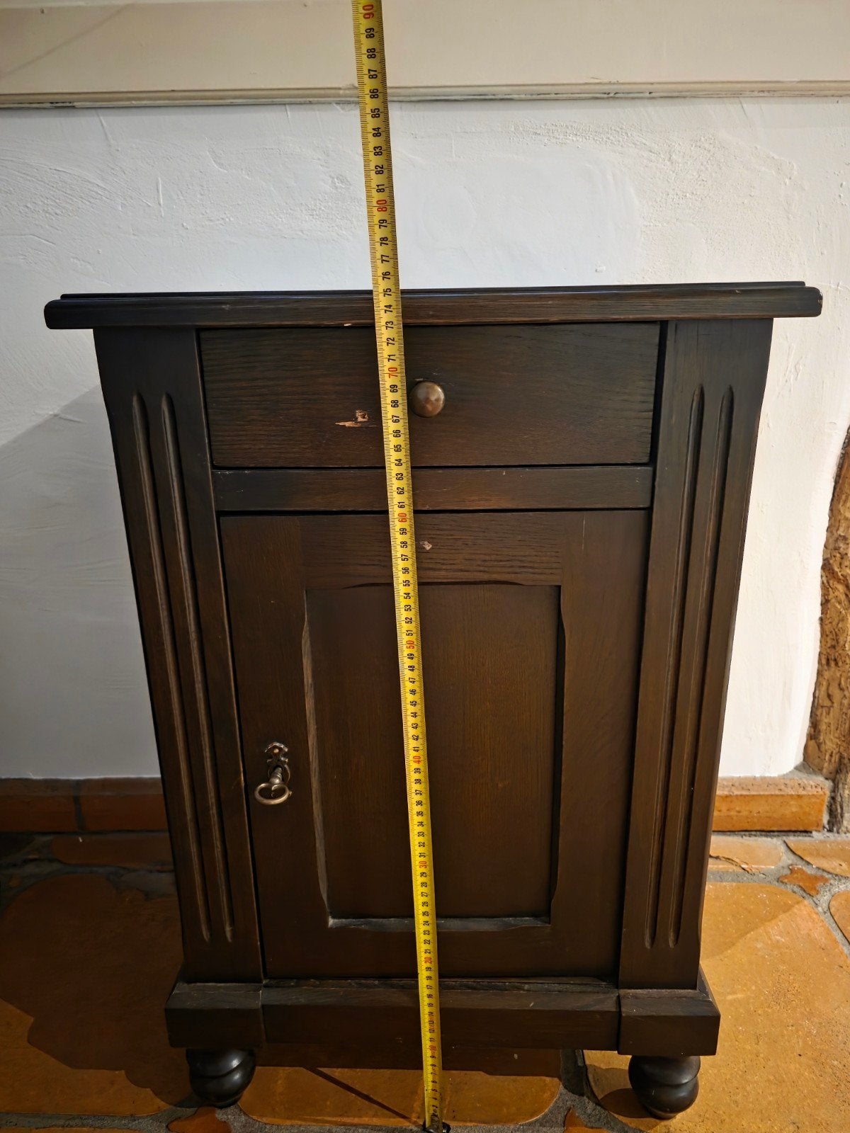 Set van 2 donkerbruine nachtkastjes/bijzettafels, Ophalen