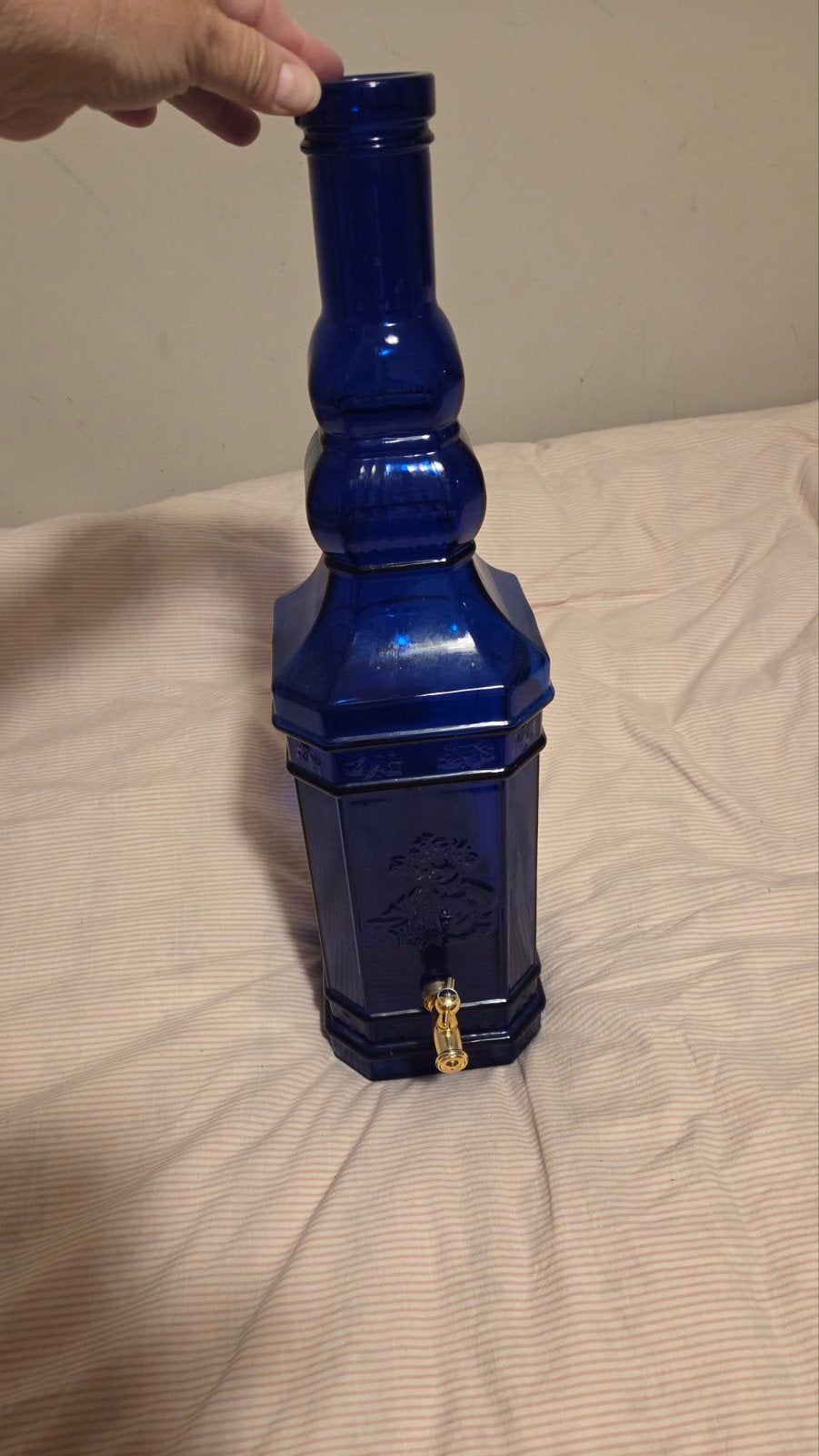 Vintage Kobaltblauwe Glazen Drankdispenser met Kraantje, Ophalen of Verzenden
