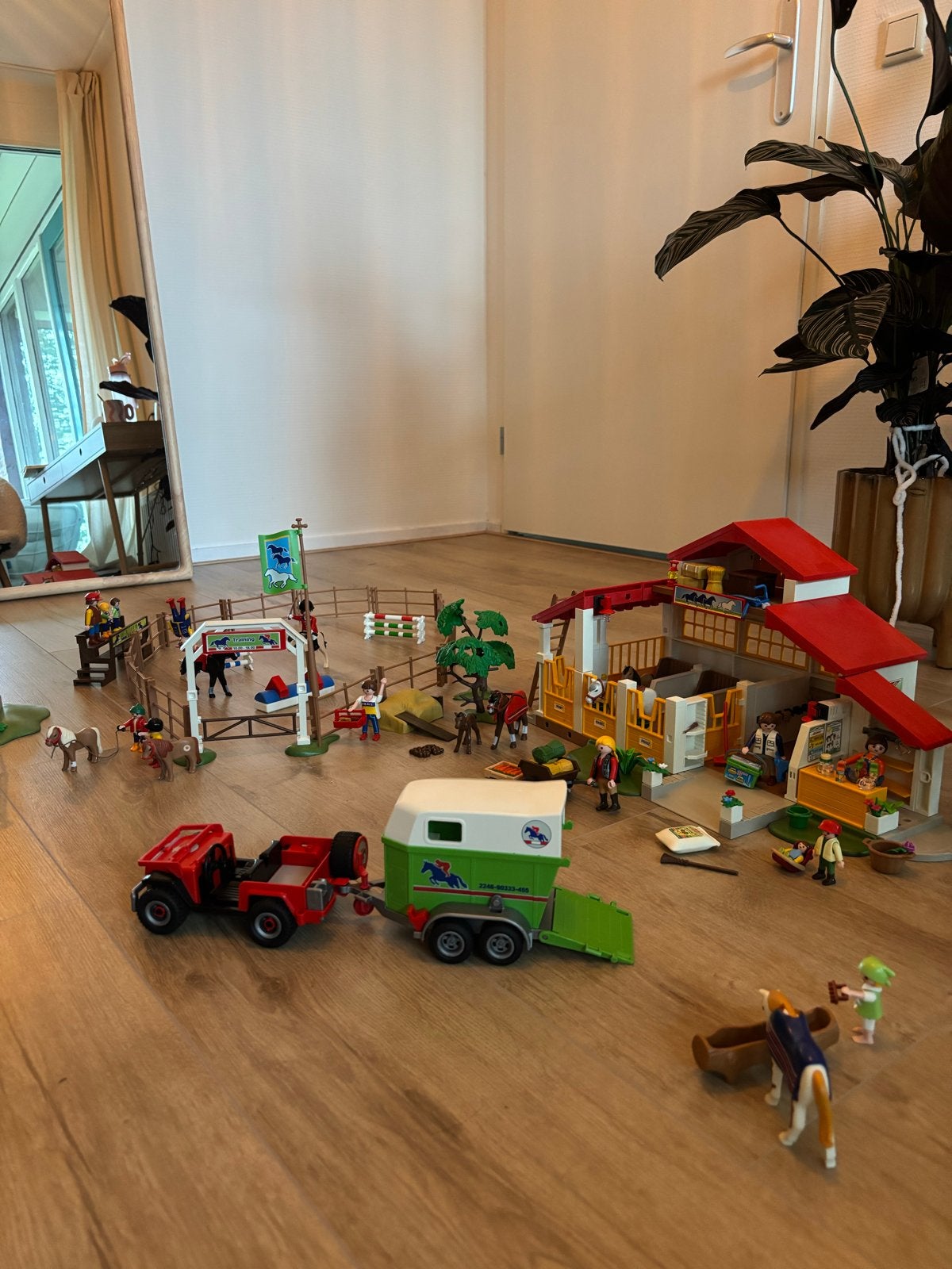 Playmobil Paardenmanege en Jeep met Paardentrailer, Ophalen, Gebruikt, Gebouw, Complete set