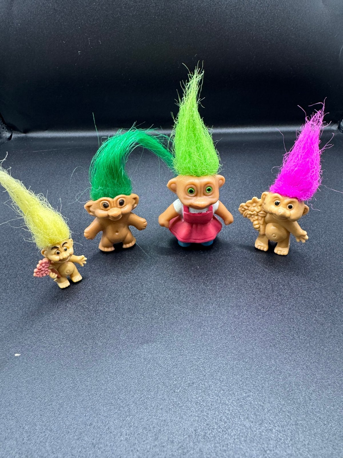 Troll poppen set - 4 vintage trollen met fel haar, Verzenden, Gebruikt
