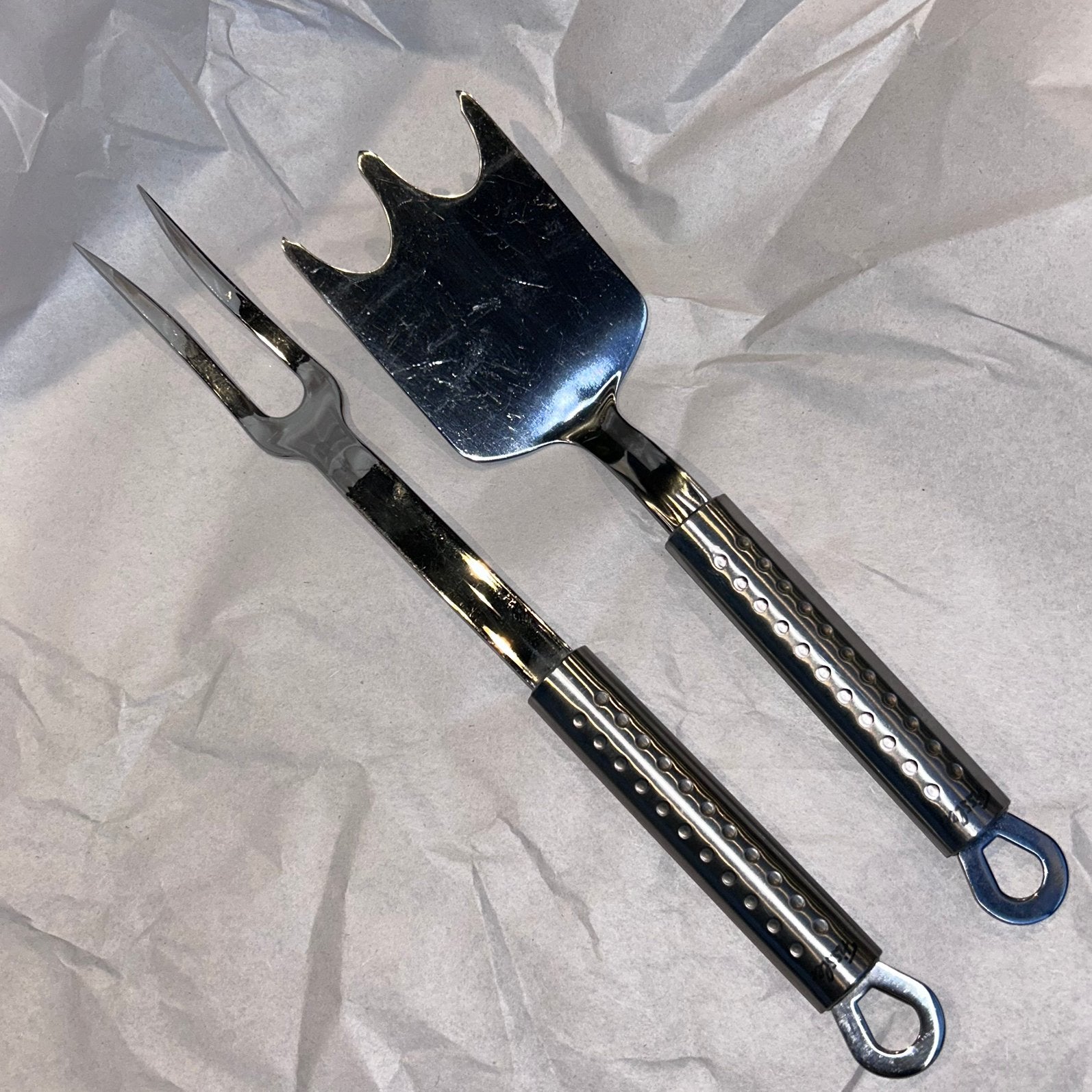 Fissler vleesvork en pizzaschep, Huis en Inrichting, Ophalen of Verzenden, Overige merken, Gebruikt, Fissler