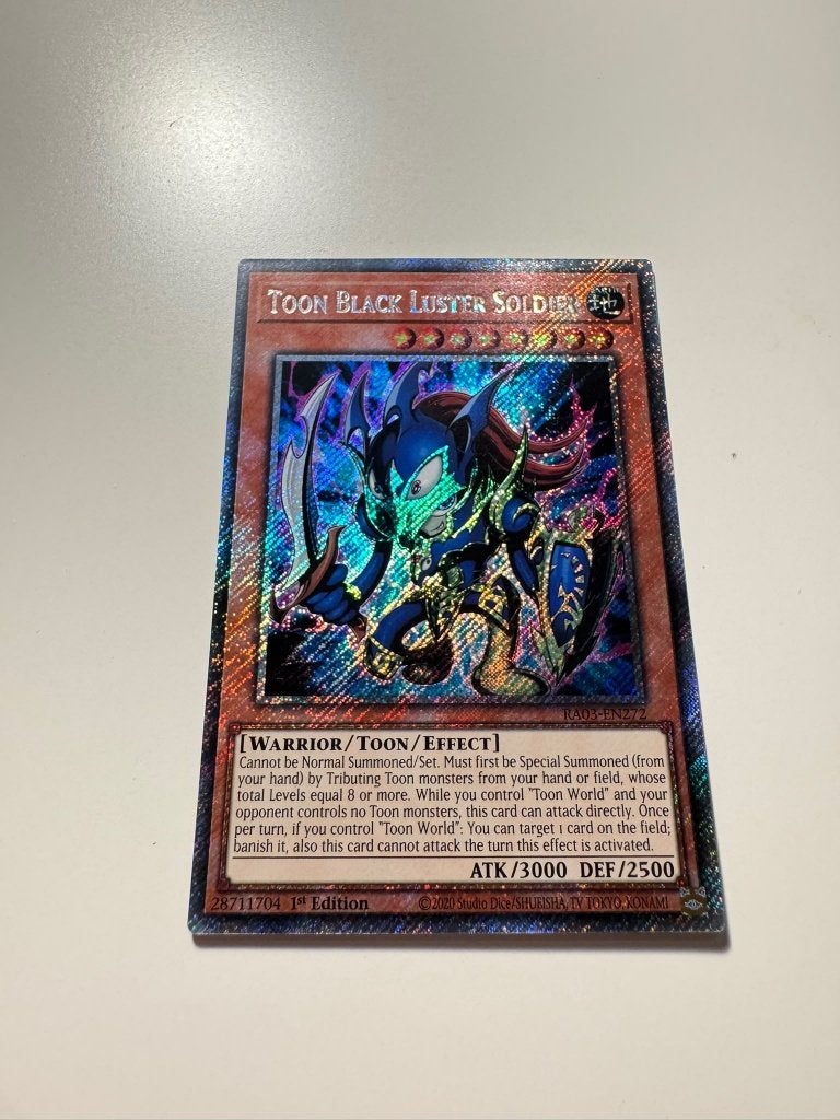 Toon Black Luster Soldier - Mint - 1st Edition - Yu Gi Oh, Ophalen, Zo goed als nieuw, Losse kaart