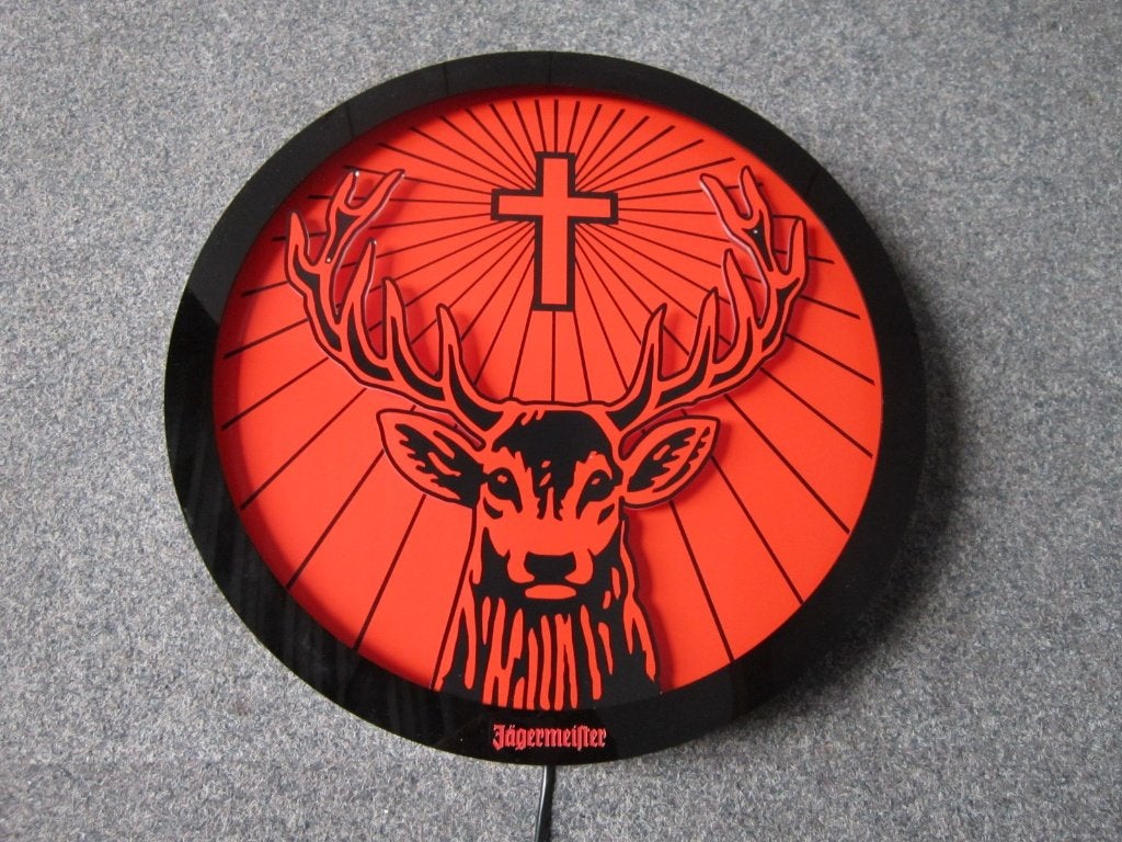 JAGERMEISTER LED LICHTRECLAME, Verzamelen, Merken en Reclamevoorwerpen, Ophalen, Zo goed als nieuw, Lichtbak of (neon) lamp