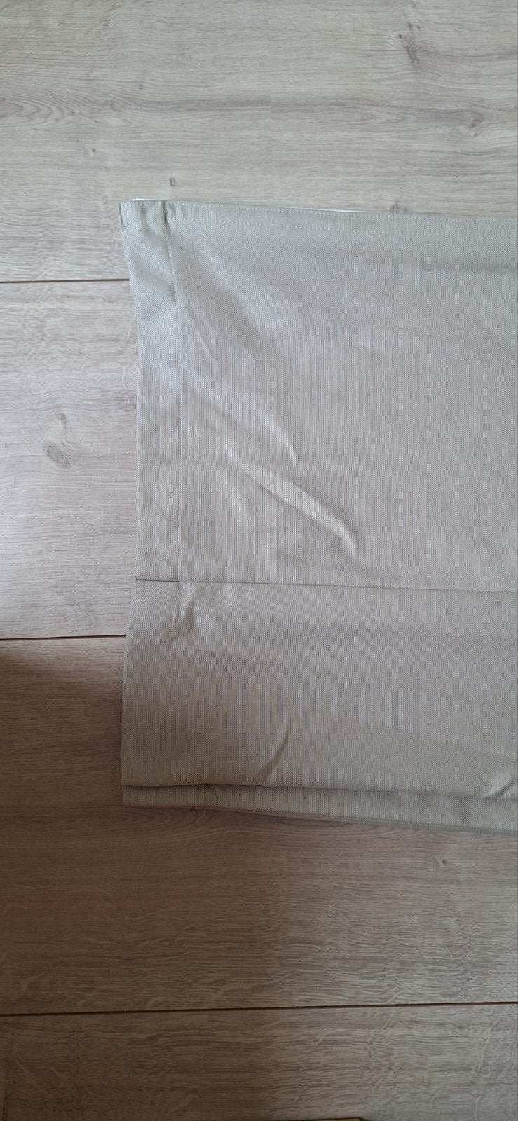 2 taupe vouwgordijnen, Ophalen, Gebruikt, 264 cm, Vouwgordijn