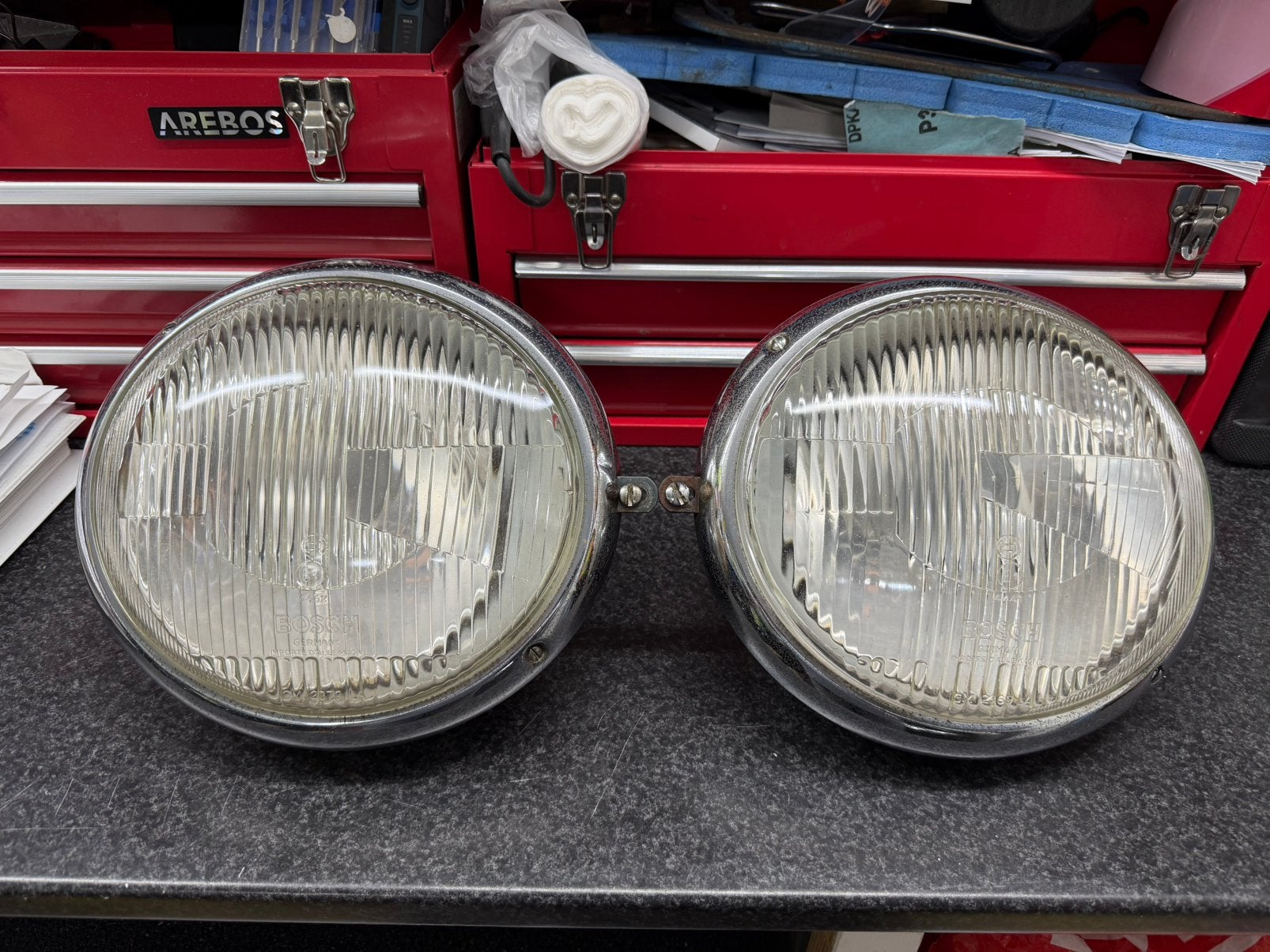Volkswagen vw T1 Spijlbus koplampen Bosch glas, Ophalen of Verzenden, Gebruikt, Porsche