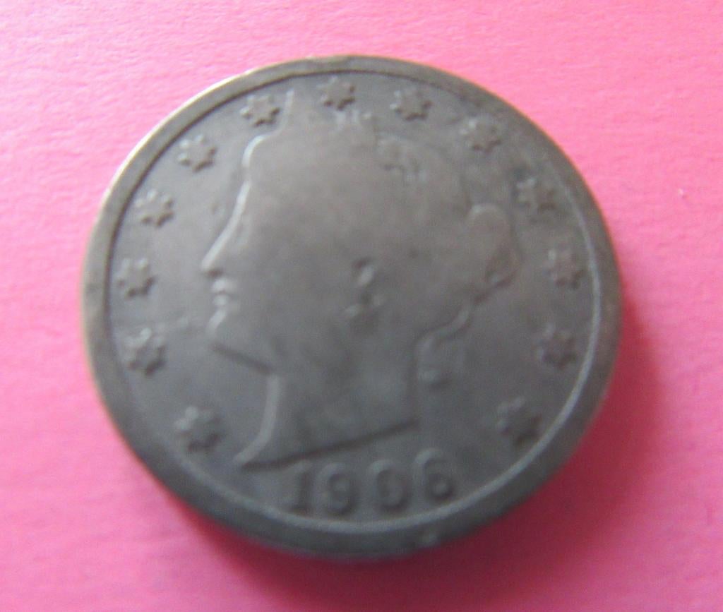 1906 Liberty Head V Nickel 5 Cent Piece, Verzenden, Noord-Amerika, Losse munt