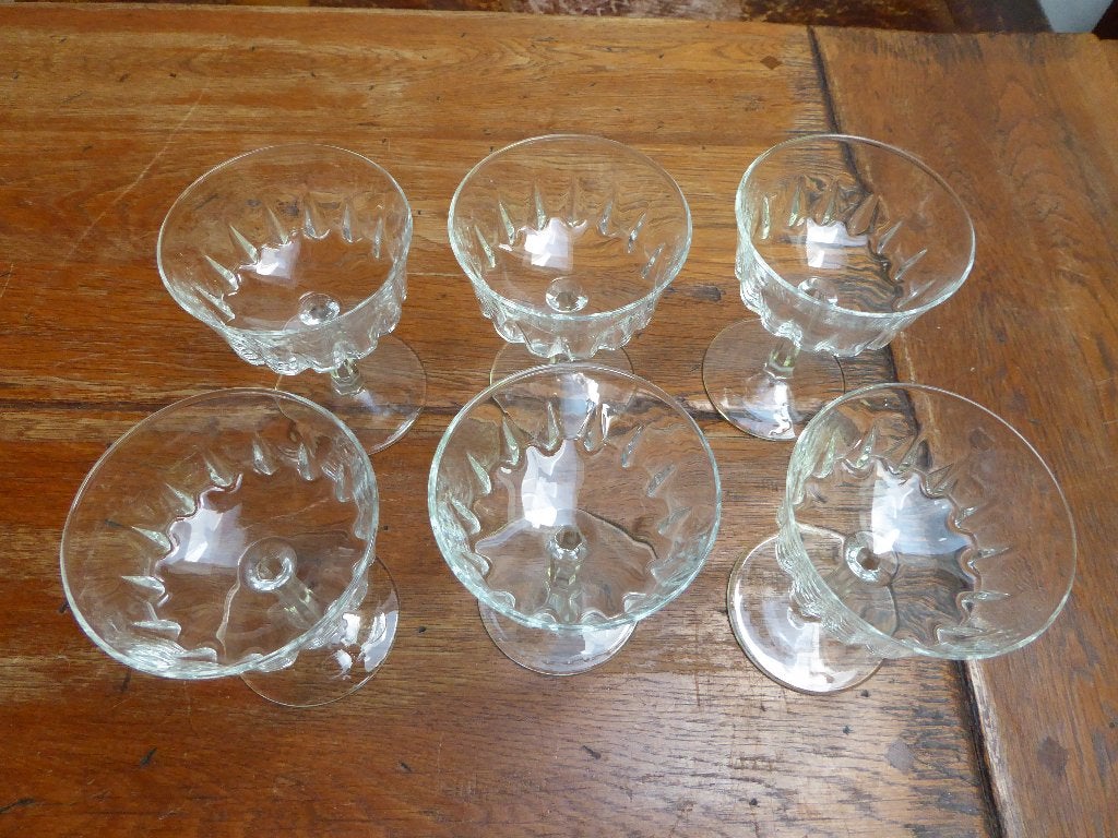 6 vintage kristallen champagnecoupes, Cristal d’arques (1), Antiek en Kunst, Antiek | Glas en Kristal, Ophalen of Verzenden