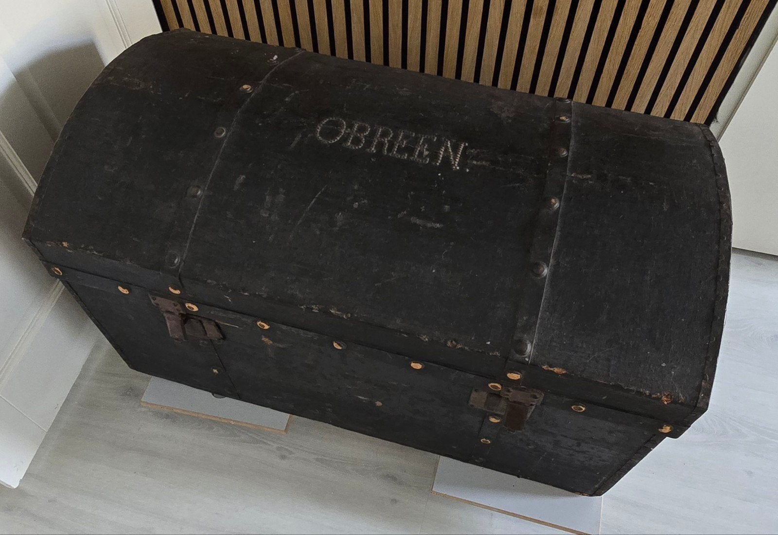 Antieke Hutkoffer / Steamer Trunk, Antiek en Kunst, Ophalen