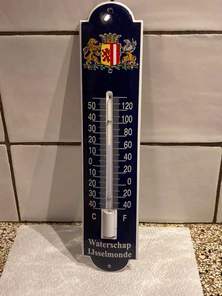 Emaille thermometer waterschap IJsselmonde, Ophalen of Verzenden