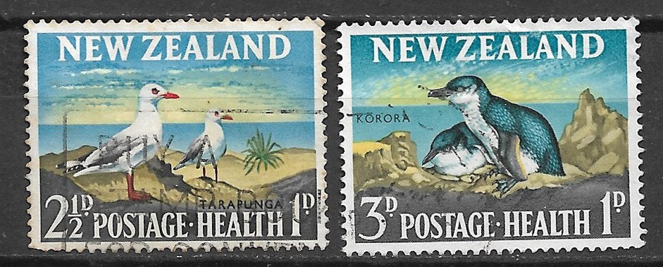 New Zealand 1964 Gezondheid vogel zilvermeeuw dwergpinguin, Ophalen of Verzenden, Gestempeld