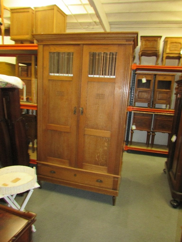 antieke eiken meidenkast linnenkast legplanken 395,00, Ophalen, 100 tot 150 cm, Eikenhout, Met lade(s)