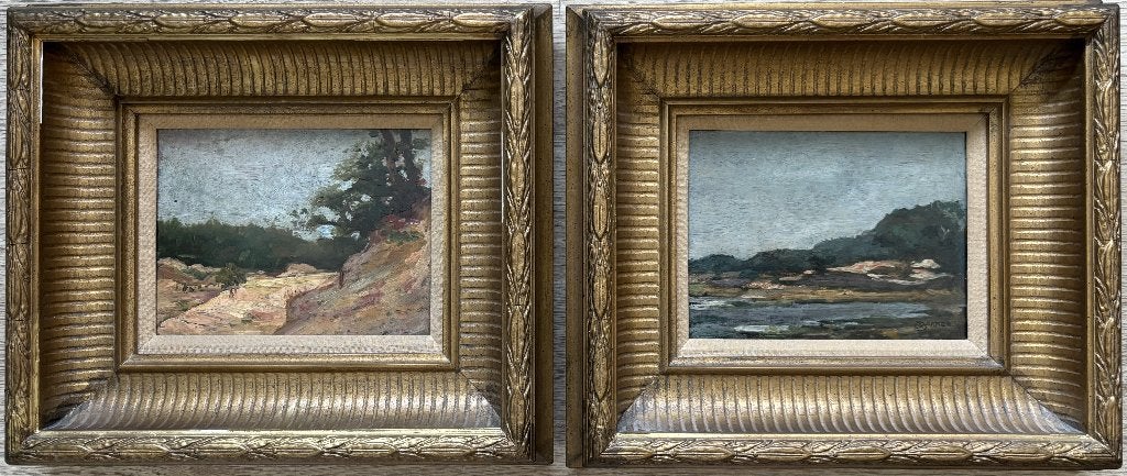Charles Bakker (1876-1957) - Vennetje + Duinlandschap, Antiek en Kunst, Kunst | Schilderijen | Klassiek, Paneel, Impressionistisch