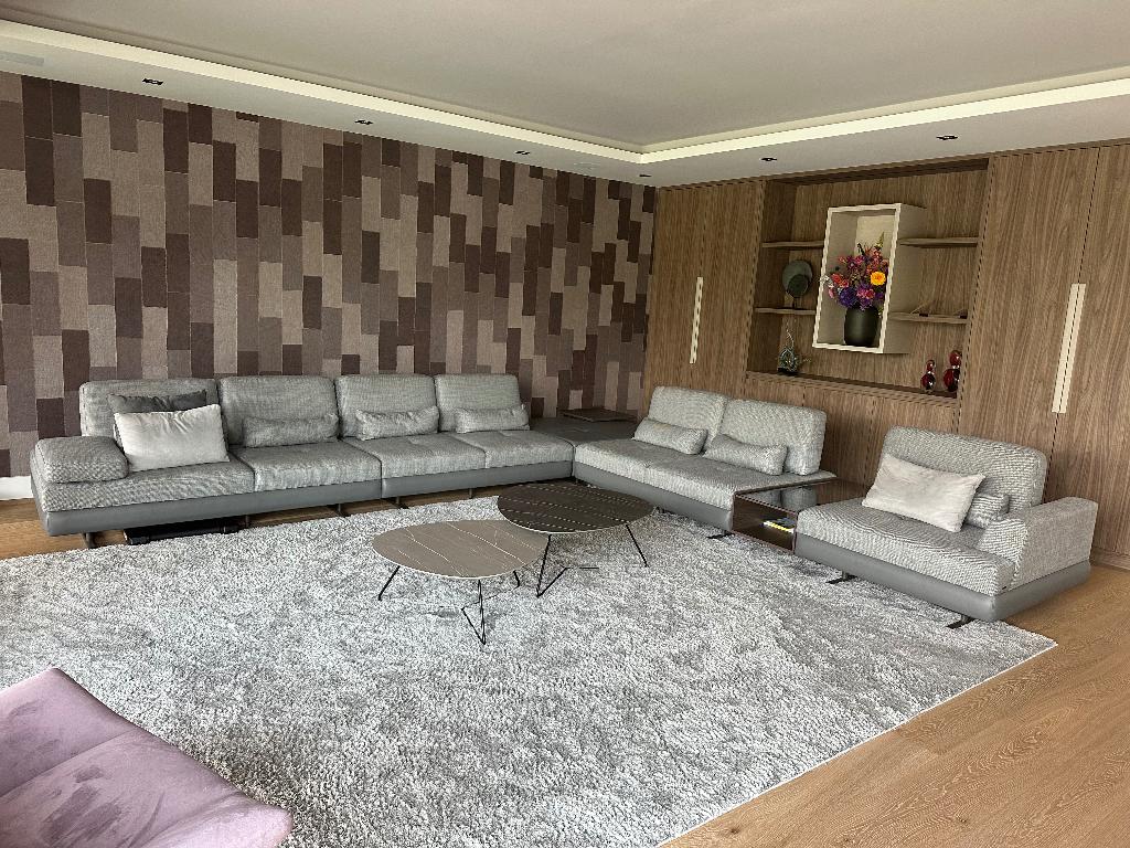 Bank Lazzoni Linea 628, grijs, 340 x 410 cm met vloerkleed, Huis en Inrichting, Banken | Bankstellen, Ophalen, 100 tot 125 cm