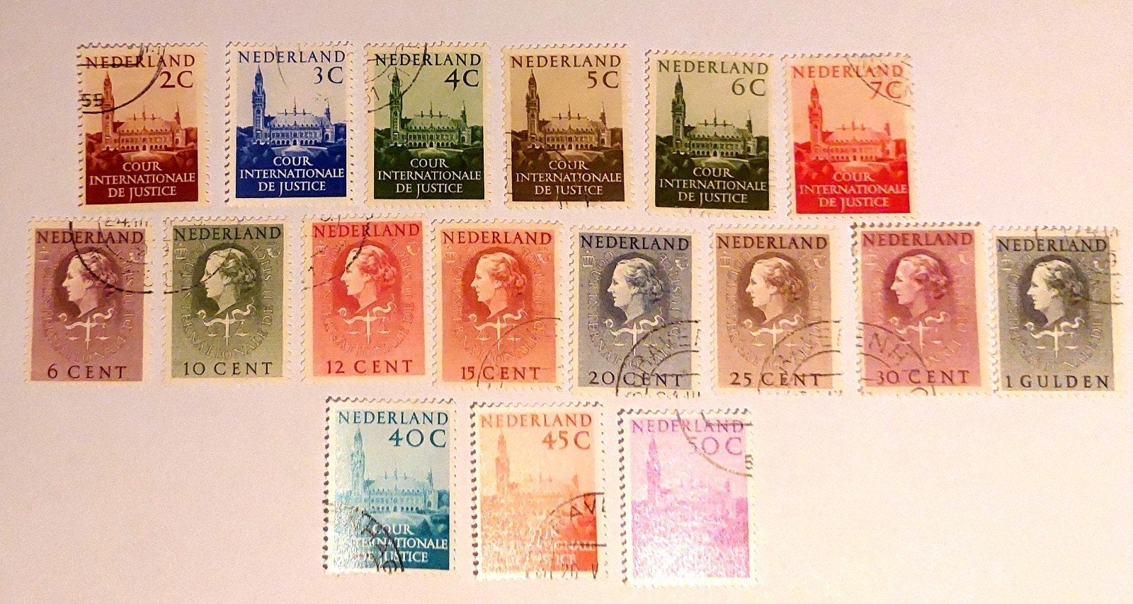 Cour Internationale De Justice 1951-1977 gebruikt., Postzegels en Munten, Ophalen of Verzenden, Na 1940, Gestempeld