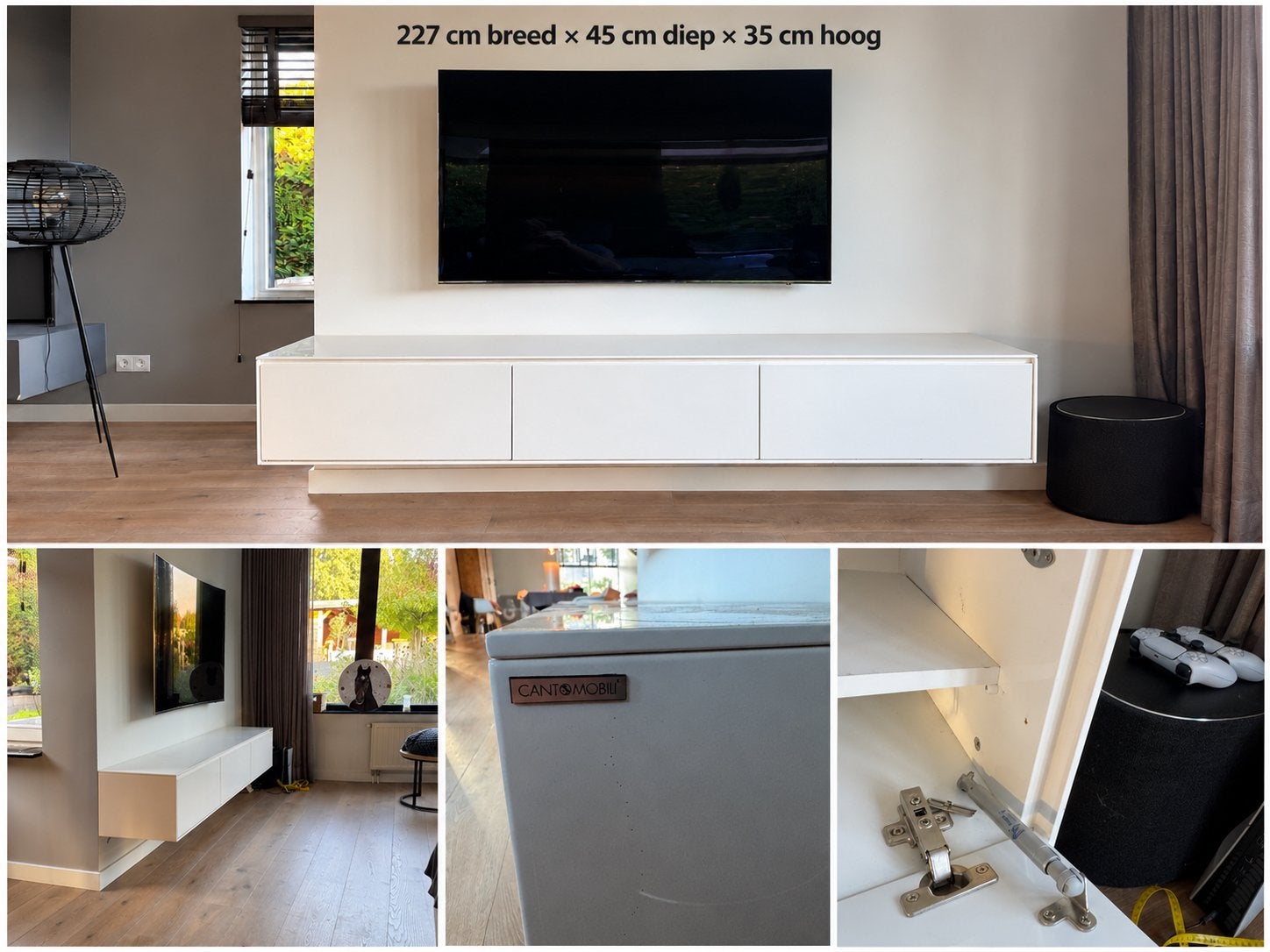 Cantomobel zwevend tv-meubel - 227x45x35 cm, Ophalen, Overige materialen, Gebruikt, 200 cm of meer