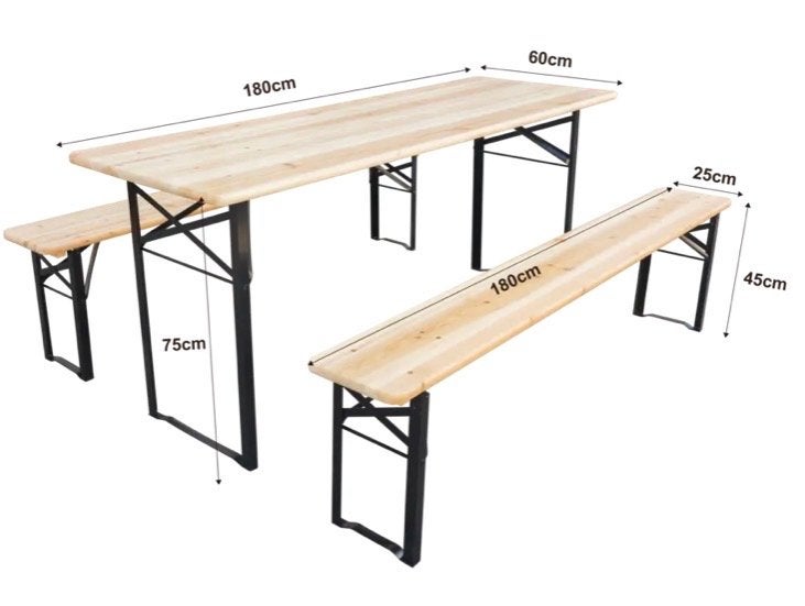 Biertafelset 180cm - Inklapbare Picknicktafel met Banken, Tuin en Terras, Picknicktafels, Ophalen, Nieuw, Inklapbaar, Rechthoekig