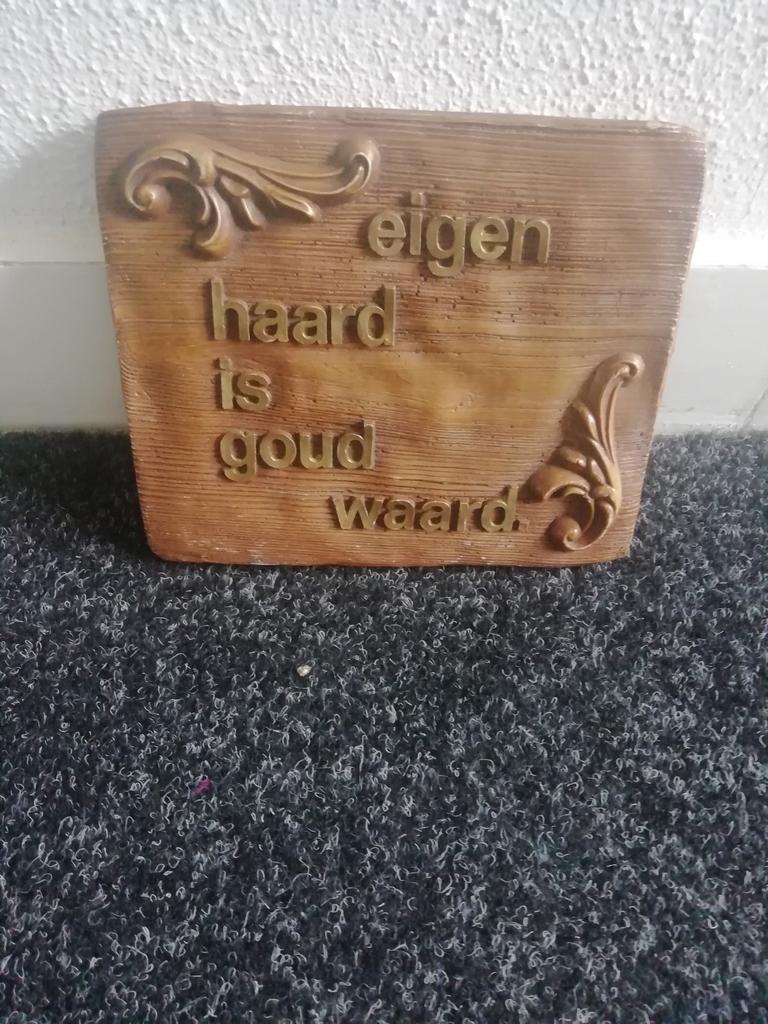 Houten spreukbord, Ophalen of Verzenden, Zo goed als nieuw