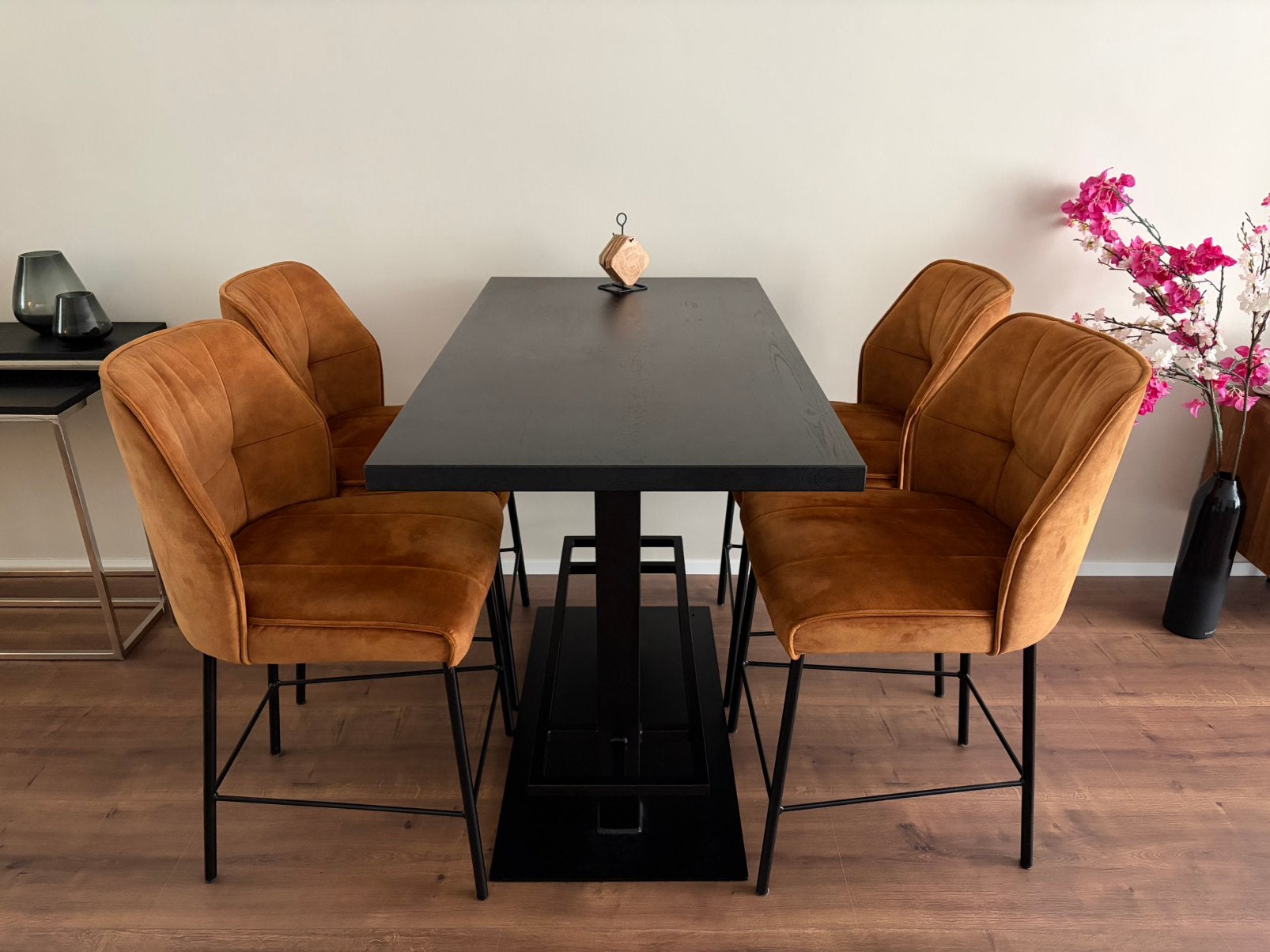 Barkrukken Cognac Velvet, Ophalen, Met voetsteun, 60 tot 90 cm, Zo goed als nieuw