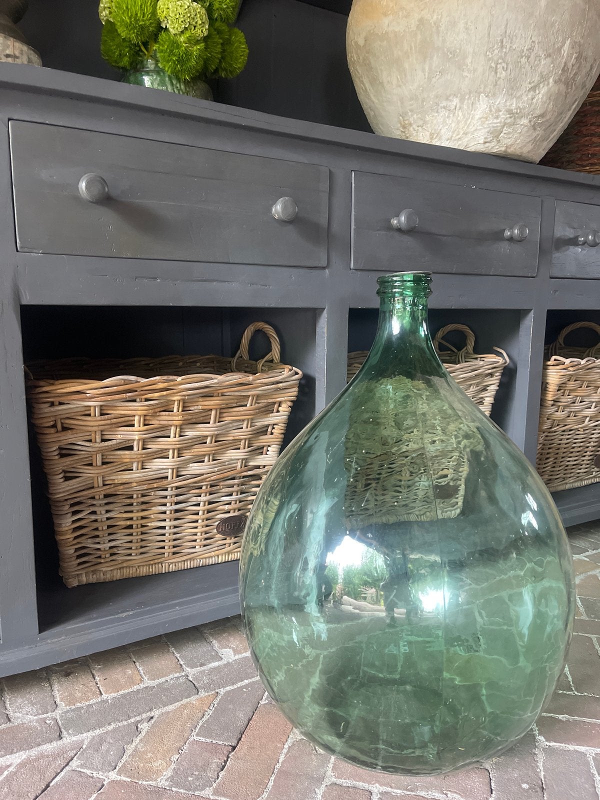 Grote groene glazen gistfles - XL, Ophalen
