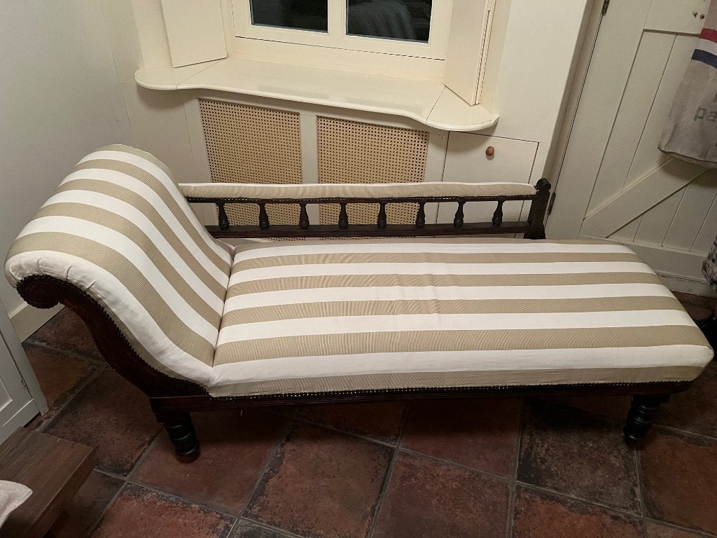 Antieke chaise longue met gestreepte bekleding, Antiek en Kunst, Ophalen