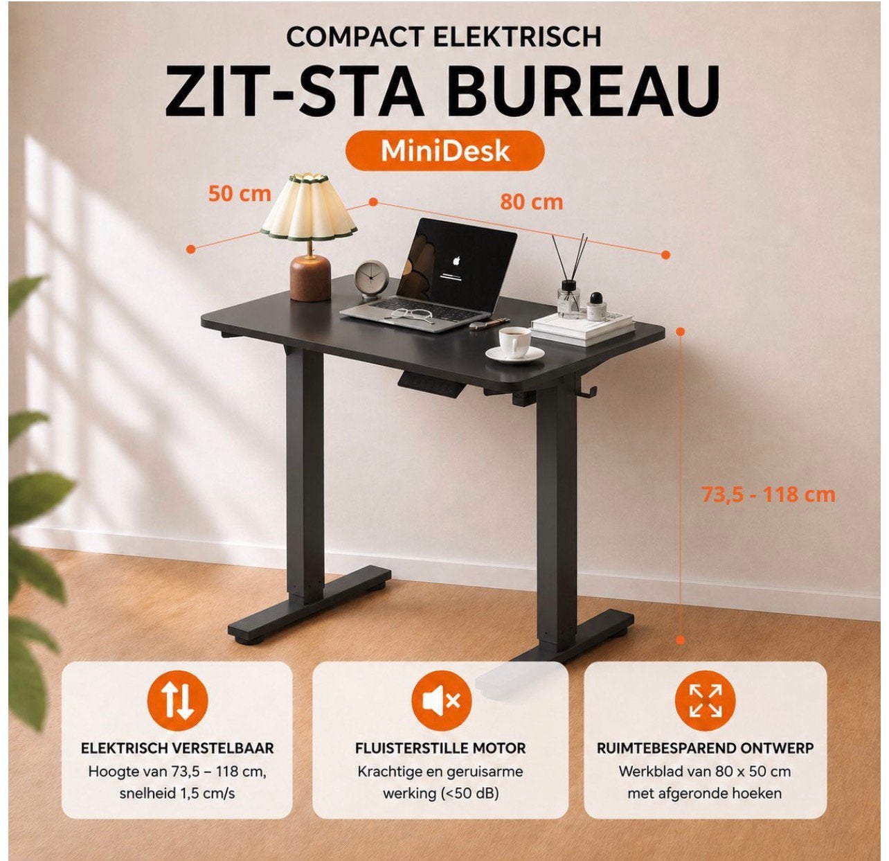 Worktrainer MiniDesk Elektrisch Zit-Sta Bureau, Ophalen, Zo goed als nieuw