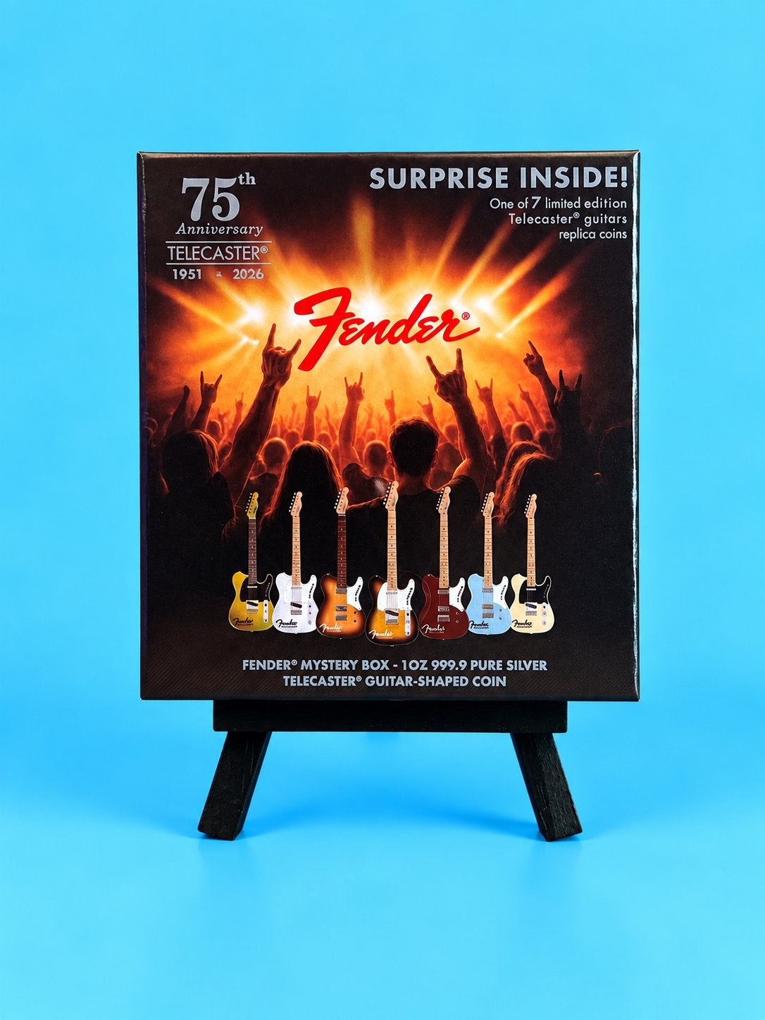 PAMP🇨🇭Fender Telecaster 75th Blind Box 2026 1 oz Silver, Ophalen of Verzenden, Zilver