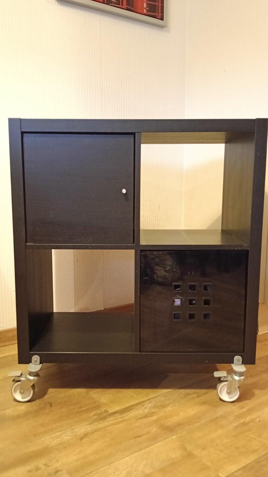 Ikea Kallax Kast met Wielen, Deur en Uittrekbare Box, Ophalen, Overige materialen, Gebruikt, Met deur(en)