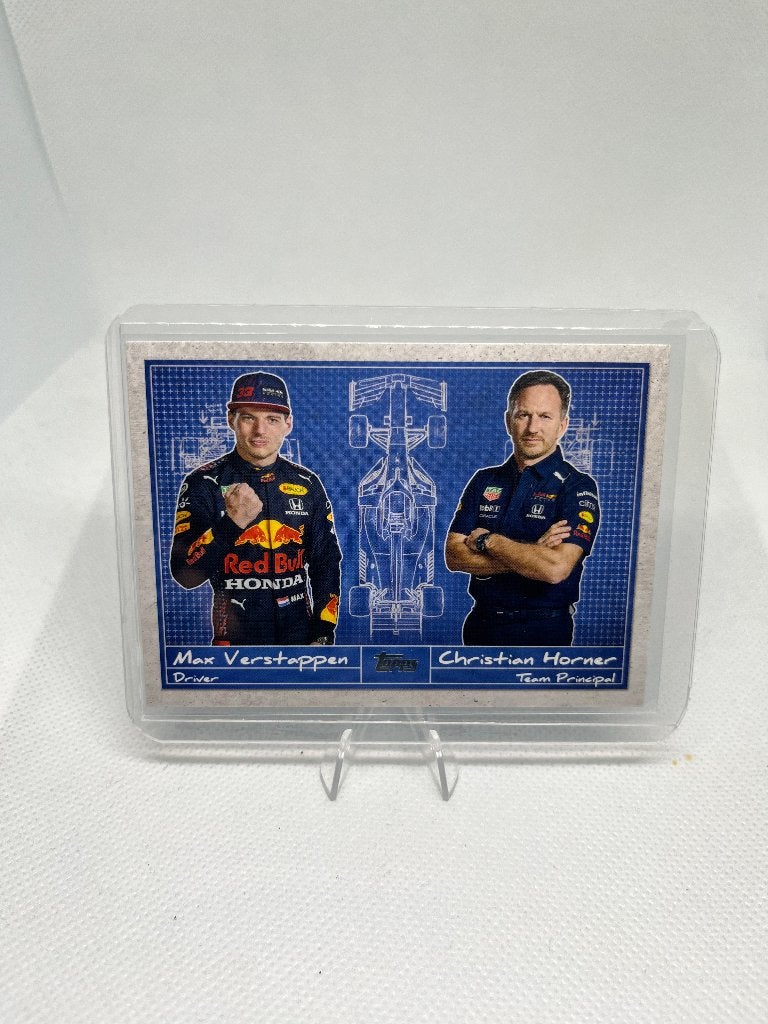 Max Verstappen Christian Horner 2021 Topps F1 Debrief #D-4, Verzenden, Zo goed als nieuw, Formule 1