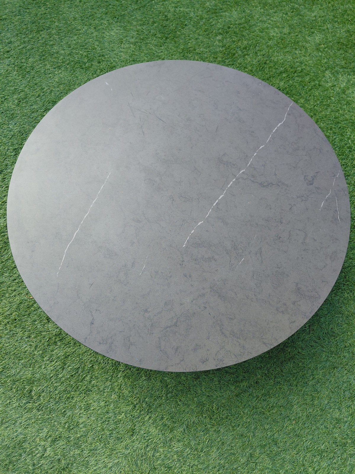 Ronde tuintafel met marmerlook blad, Ophalen, Gebruikt, Rond, Metaal