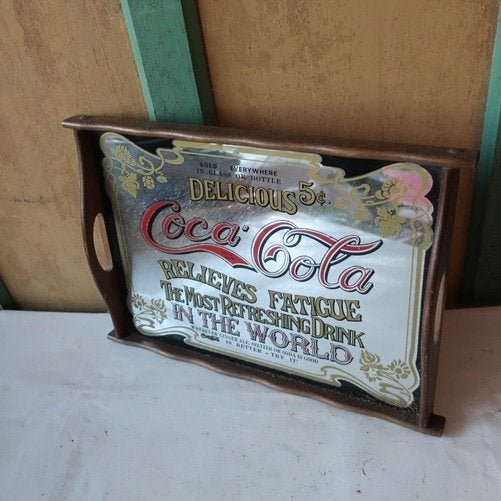 Dienblad Coca Cola serveerblad origineel pubspiegel spiegel, Huis en Inrichting, Woonaccessoires | Dienbladen, Gebruikt, Ophalen of Verzenden