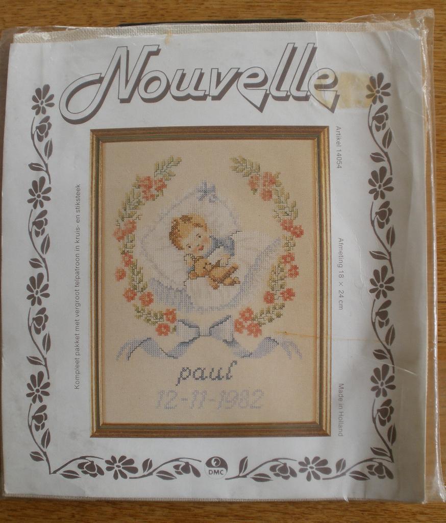Vintage borduurpakket / geboorte / Nouvelle, Ophalen of Verzenden, Nieuw, Handborduren, Borduurpakket