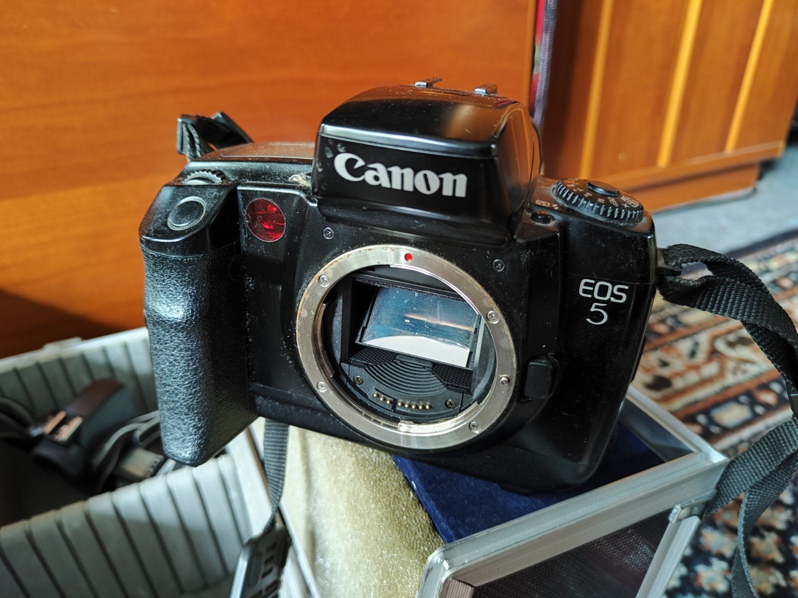 Complete Canon EOS set: EOS5, EOS500, lenzen en accessoires, Audio, Tv en Foto, Fotocamera's Analoog, Ophalen of Verzenden, Gebruikt