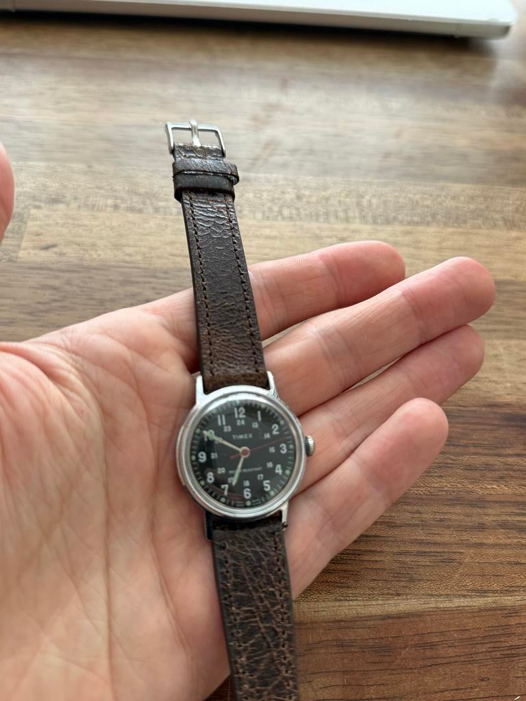 Timex 24-uurs Militair Veld Horloge Jaren '70 - 31mm, Ophalen of Verzenden, Staal, Polshorloge, Overige merken