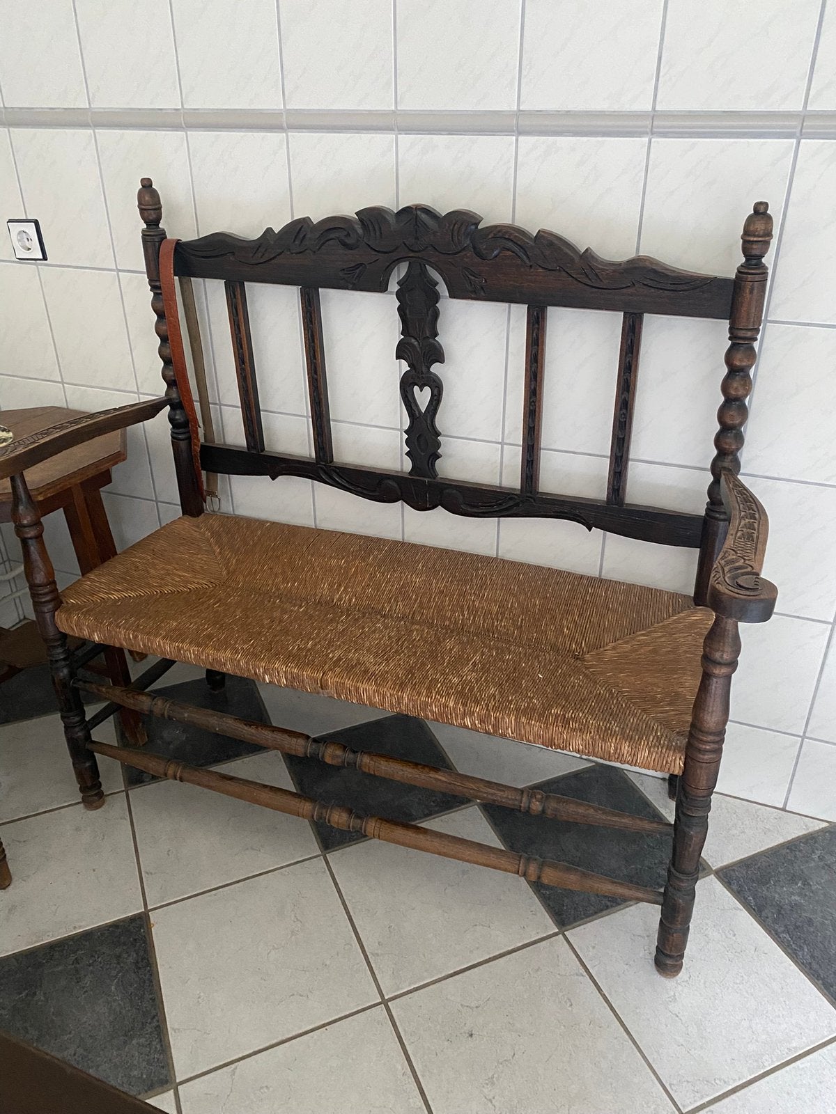 Houten bank stoel, Antiek en Kunst, Ophalen of Verzenden