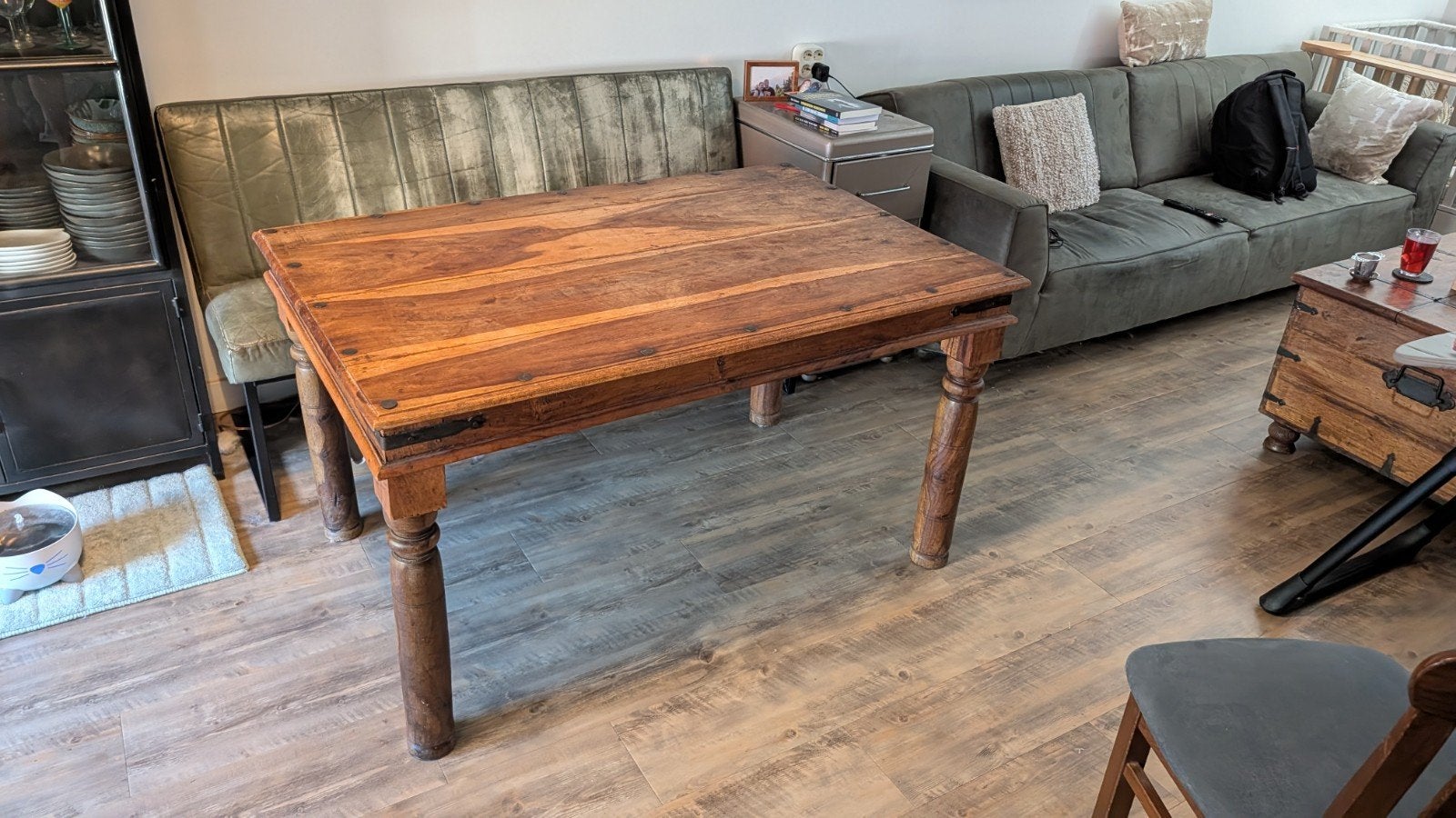 Eettafel 137 x 90 x 77, Ophalen, Gebruikt, 100 tot 150 cm, Teakhout