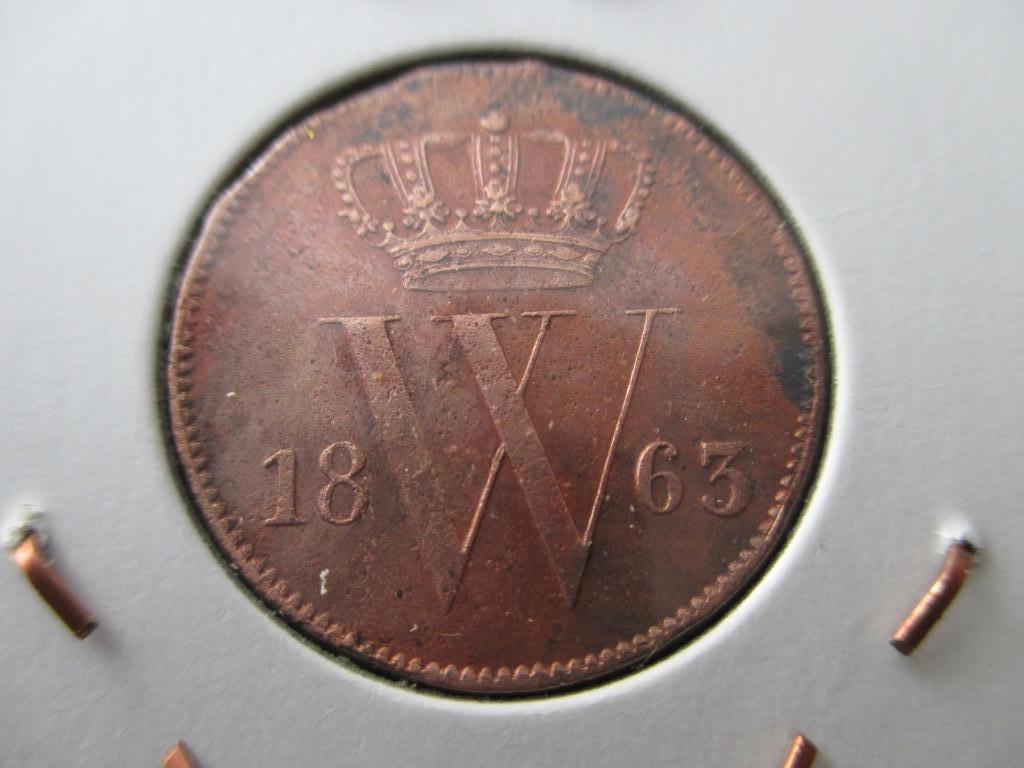 Cent 1863, Postzegels en Munten, Munten | Nederland, Ophalen of Verzenden, Koning Willem III, 1 cent, Losse munt