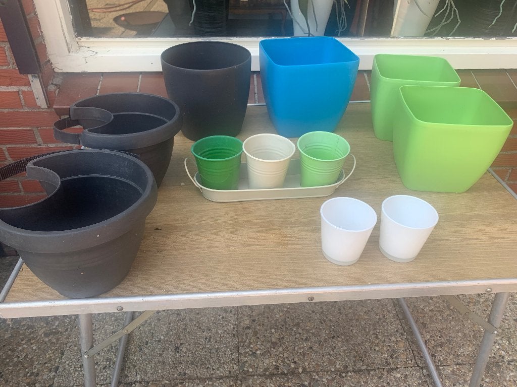 bloempotten, Tuin en Terras, Bloempotten, Ophalen, Kunststof, Gebruikt, Vierkant