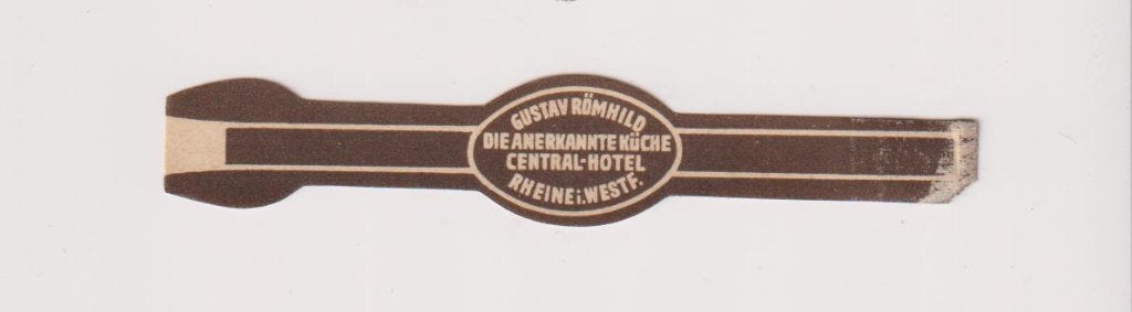 sigarenbanden - RHEINE-WESTF. - CENTRAL-HOTEL - GUSTAV RÜMH., Ophalen of Verzenden, Gebruikt, Sigarenbandjes