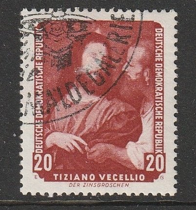 DDR 1957 589 Titiaan, Tien zilverlingen, Gest, Ophalen of Verzenden, DDR, Gestempeld